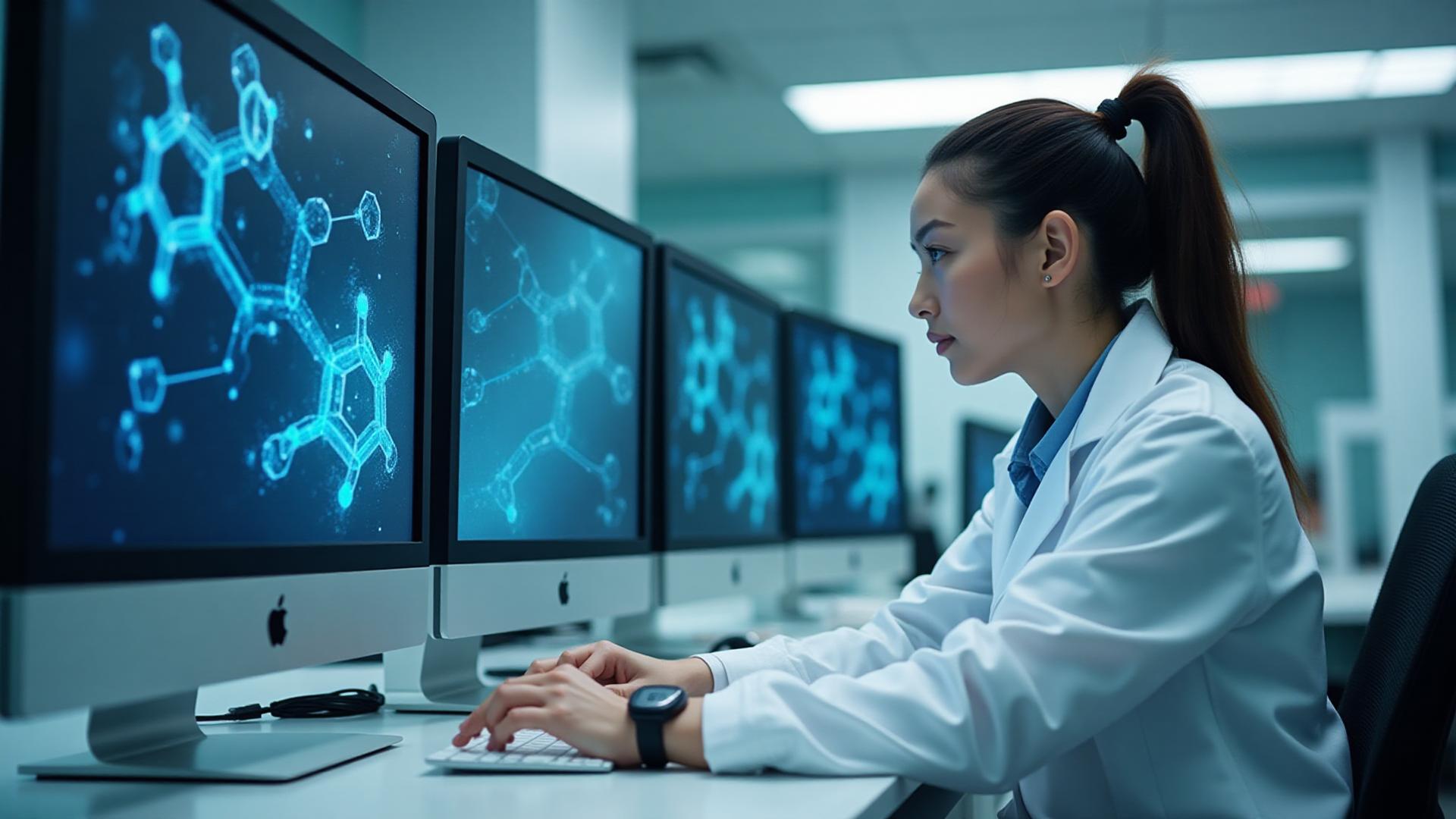 Life sciences professional working with advanced biotech equipment